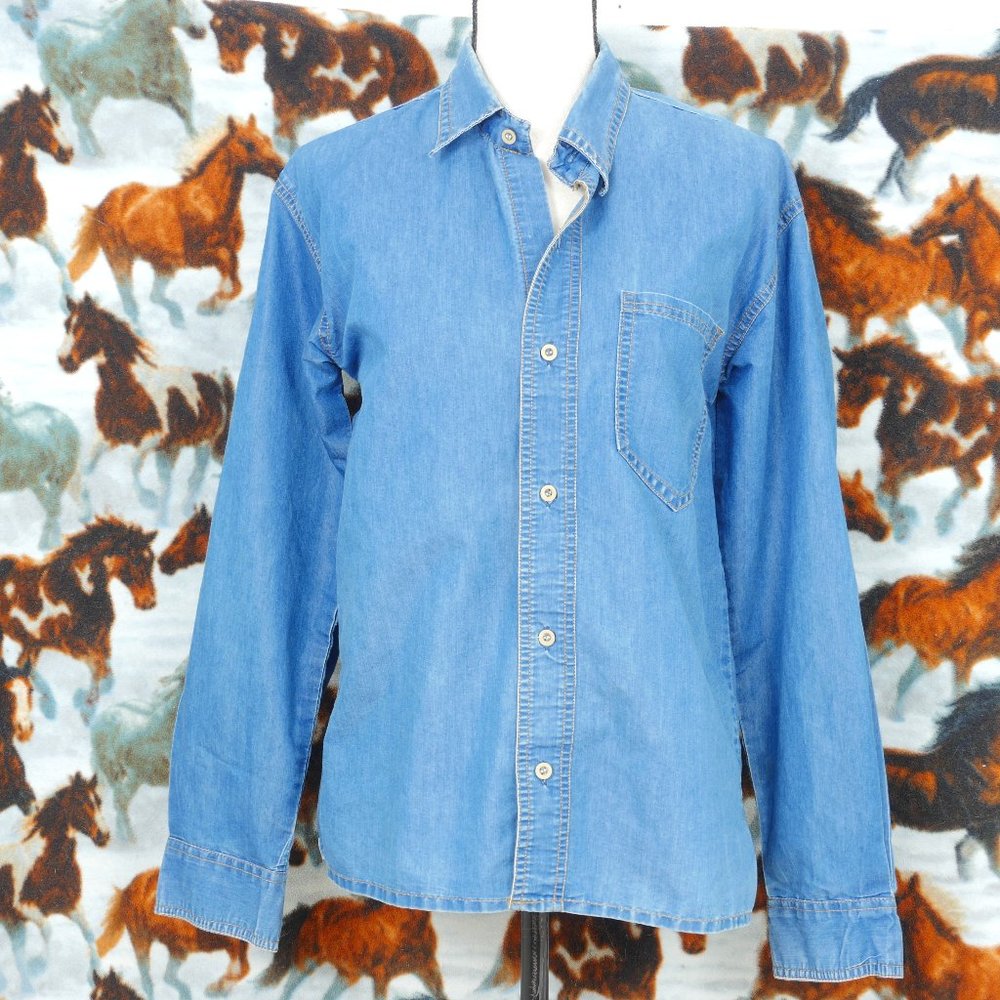 Tommy Hilfiger Blue Denim Button Up Blouse